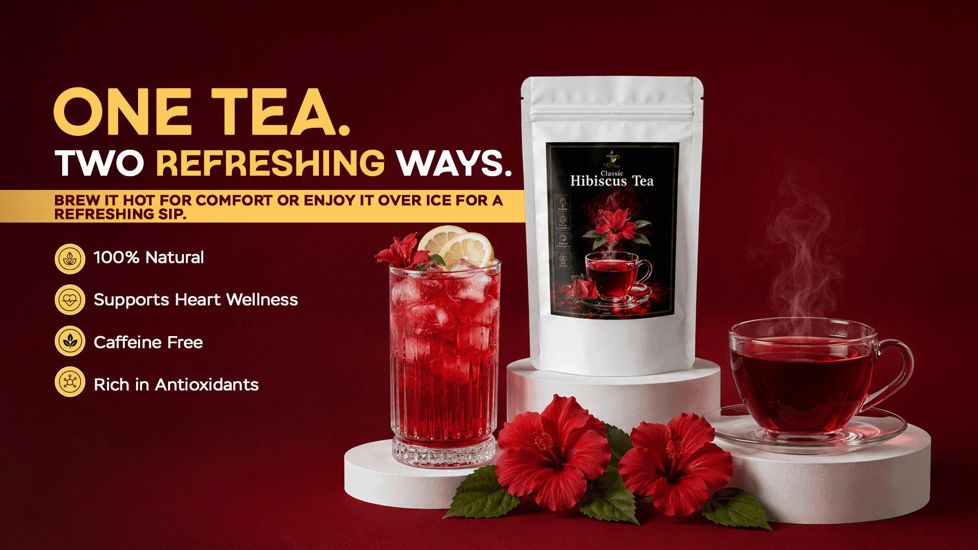 T'Mora Classic Hibiscus Tea - One Tea Two Refreshing Ways